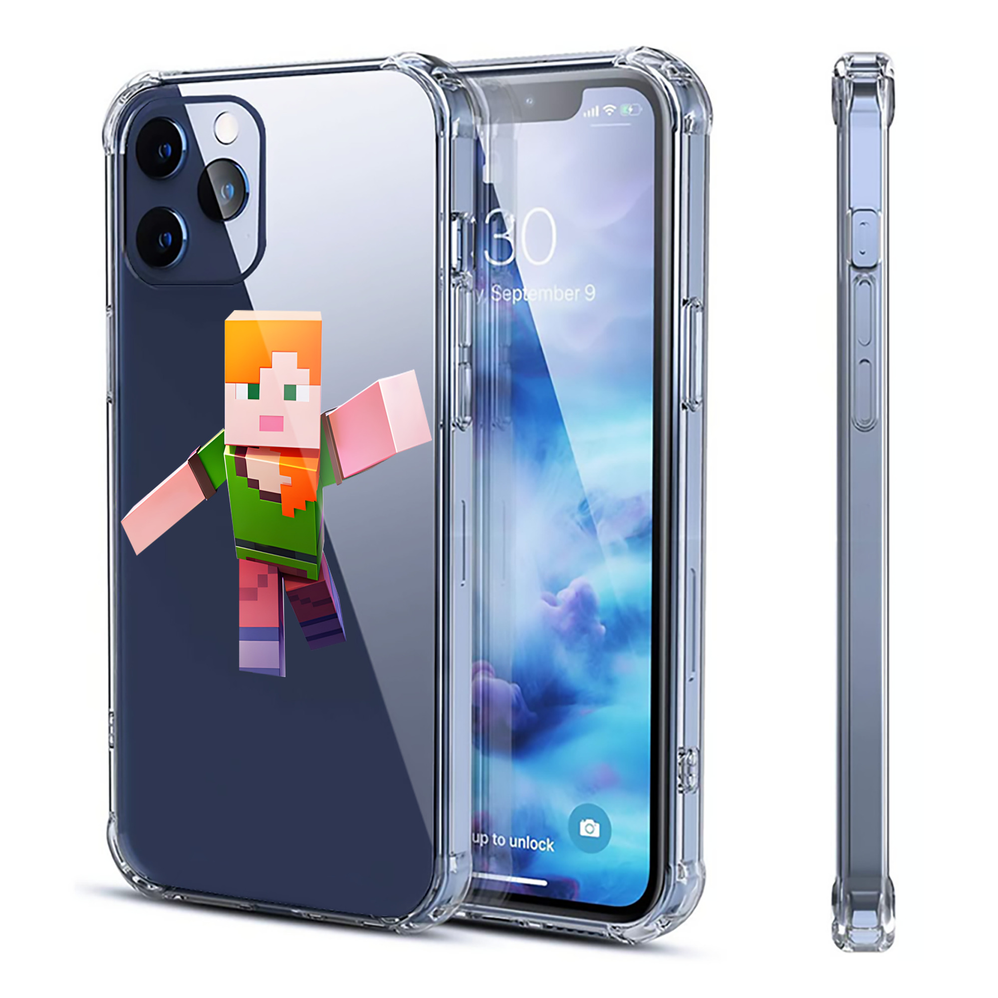 （画像用） マインクラフト ブロックの世界 Minecraft MC Block world 【iPhone 12シリーズ対応】透明スマホケース（クリアソフトケース）